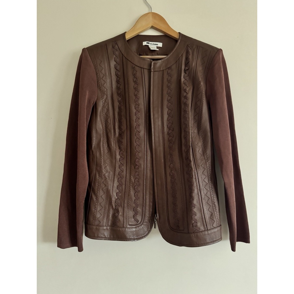 Hygard Leather Jacket Women's Suit Blazer Vintage 12/ 14 Embroidered Petite